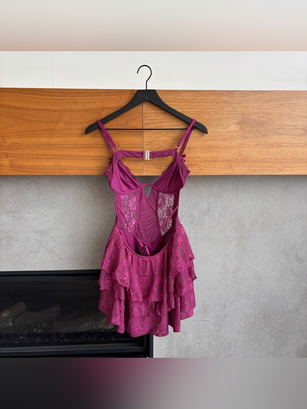 Outcast Purple Lace Ruffle Mini Dress, Size M - Picture 7 of 11